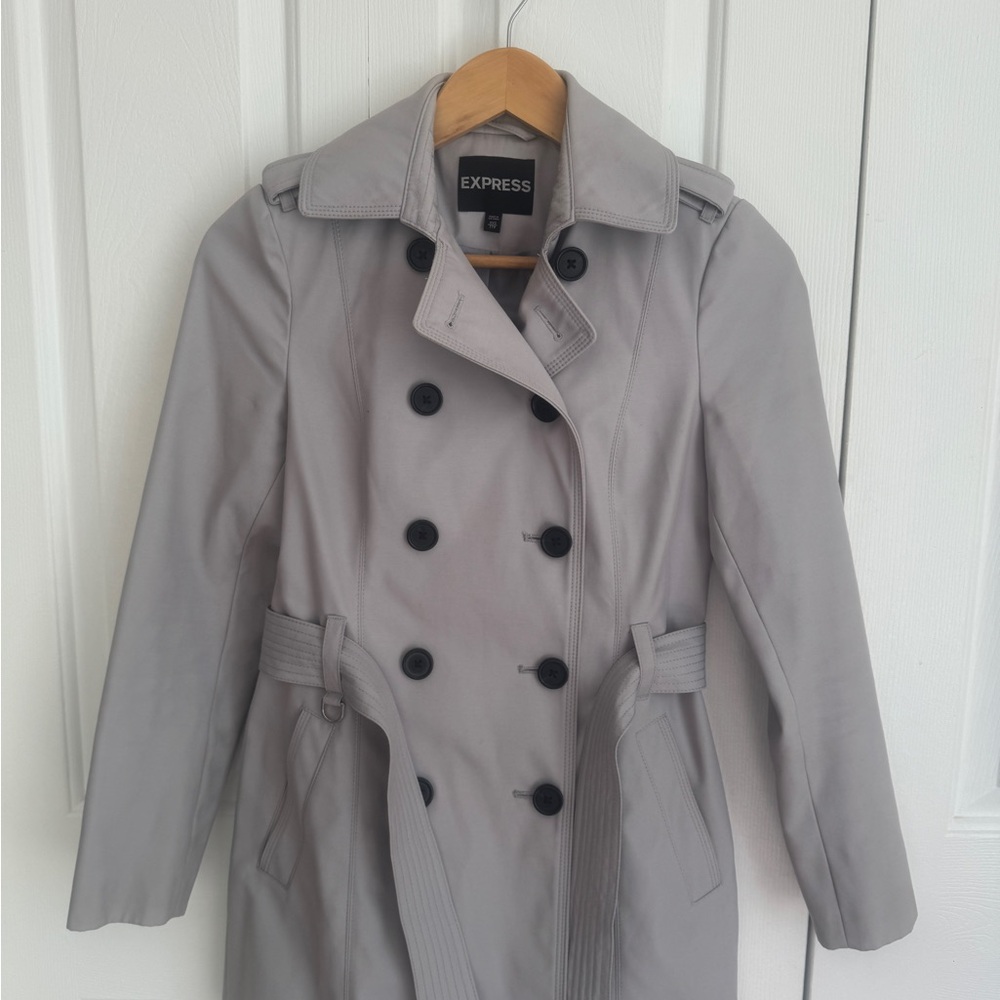 Express Light Gray Double-Breasted Coat